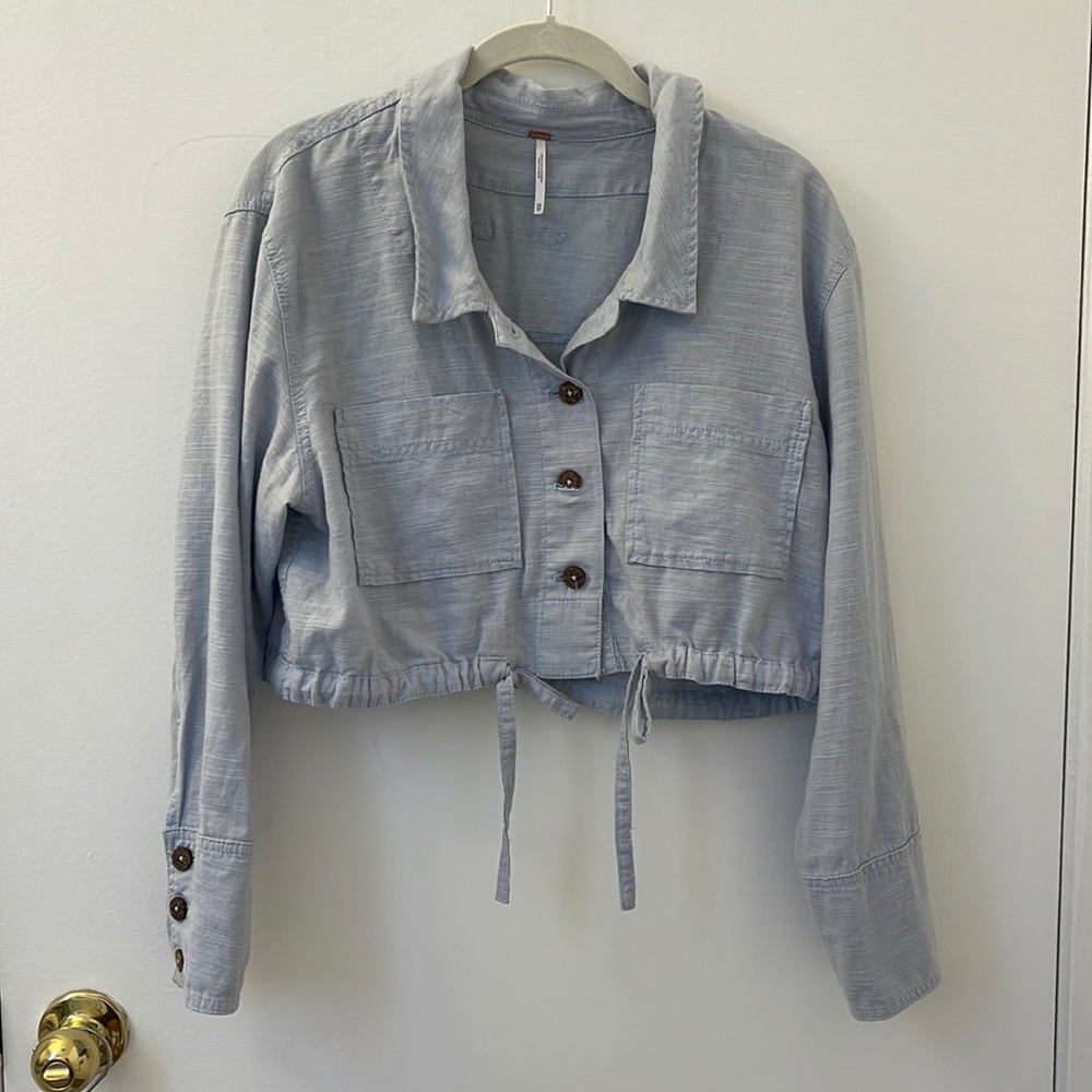 Free People Blue Safari Long Sleeve